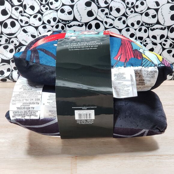 Nightmare Before Christmas Jack & Sally Plush 12 x 12 Pillows 2 Piece Set NWT - Picture 7 of 9